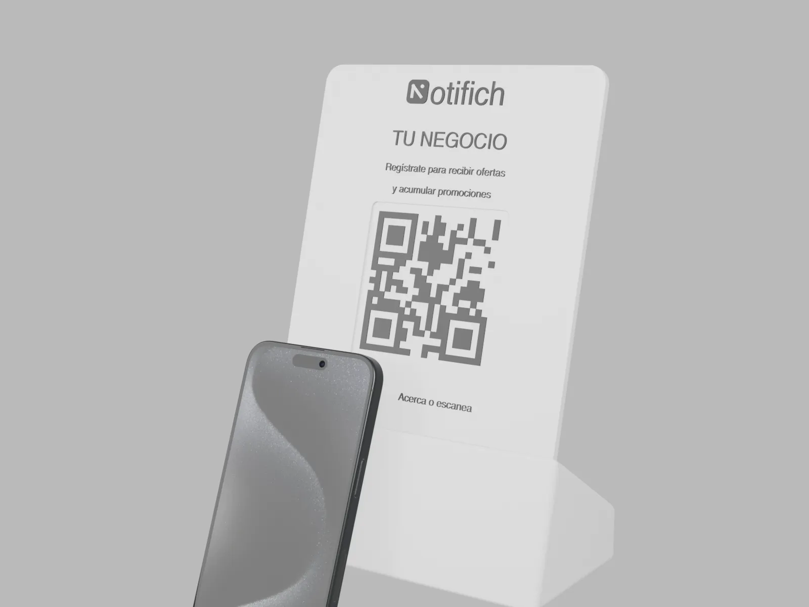 A phone tapping the NFC spot on the Notifich display